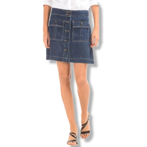 GAP 1969 Blue Denim Front Button Mini Skirt - Picture 1 of 9
